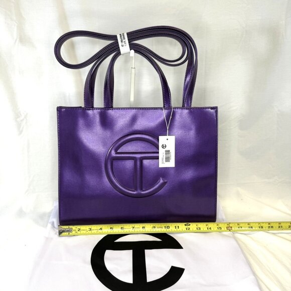 Telfar, Açai (Metallic Purple) Medium Shopping Bag, NWT (SOLD OUT COLOR) - Picture 4 of 10